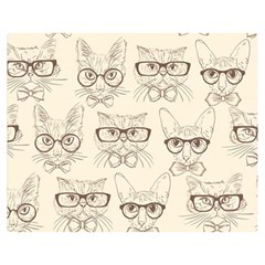 Seamless Pattern Hand Drawn Cats With Hipster Accessories Double Sided Flano Blanket (medium)  by Vaneshart