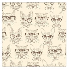 Seamless Pattern Hand Drawn Cats With Hipster Accessories Large Satin Scarf (square) by Vaneshart