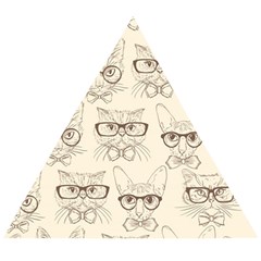 Seamless Pattern Hand Drawn Cats With Hipster Accessories Wooden Puzzle Triangle by Vaneshart