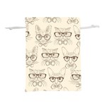 Seamless Pattern Hand Drawn Cats With Hipster Accessories Lightweight Drawstring Pouch (M) Front