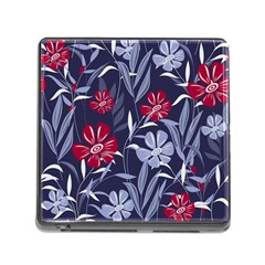 Abstract Seamless Pattern With Colorful Tropical Leaves Flowers Purple Memory Card Reader (square 5 Slot) by Vaneshart