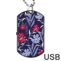 Abstract Seamless Pattern With Colorful Tropical Leaves Flowers Purple Dog Tag Usb Flash (two Sides) by Vaneshart