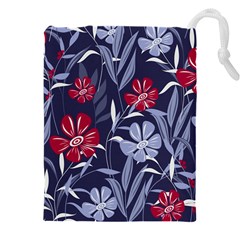 Abstract Seamless Pattern With Colorful Tropical Leaves Flowers Purple Drawstring Pouch (5xl) by Vaneshart