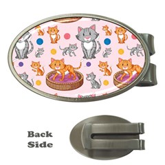 Cat Seamless Pattern Money Clips (oval)  by Vaneshart