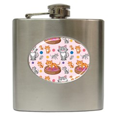 Cat Seamless Pattern Hip Flask (6 Oz) by Vaneshart