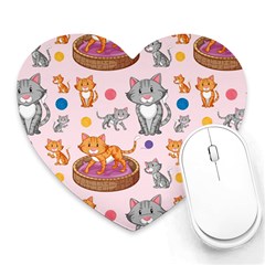 Cat Seamless Pattern Heart Mousepads by Vaneshart