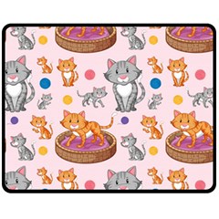 Cat Seamless Pattern Fleece Blanket (medium)  by Vaneshart