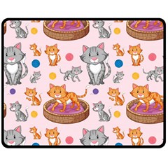 Cat Seamless Pattern Double Sided Fleece Blanket (medium)  by Vaneshart