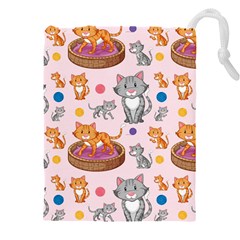 Cat Seamless Pattern Drawstring Pouch (4xl) by Vaneshart