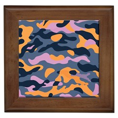 Camouflage Background Textile Uniform Seamless Pattern Framed Tile by Vaneshart