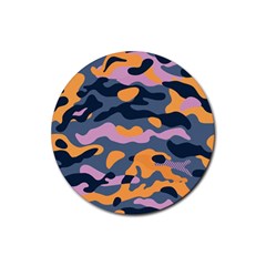 Camouflage Background Textile Uniform Seamless Pattern Rubber Round Coaster (4 Pack)  by Vaneshart