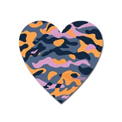 Camouflage Background Textile Uniform Seamless Pattern Heart Magnet by Vaneshart