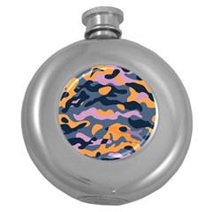 Camouflage Background Textile Uniform Seamless Pattern Round Hip Flask (5 Oz)