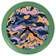 Camouflage Background Textile Uniform Seamless Pattern Color Wall Clock by Vaneshart