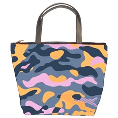 Camouflage Background Textile Uniform Seamless Pattern Bucket Bag by Vaneshart