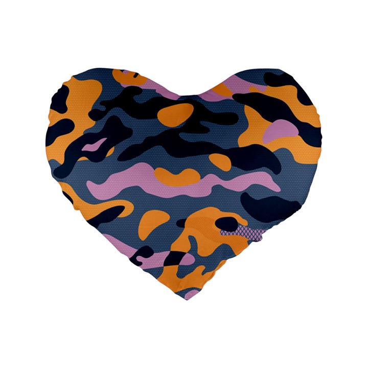 Camouflage Background Textile Uniform Seamless Pattern Standard 16  Premium Flano Heart Shape Cushions