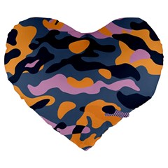 Camouflage Background Textile Uniform Seamless Pattern Large 19  Premium Flano Heart Shape Cushions by Vaneshart