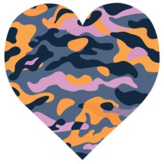 Camouflage Background Textile Uniform Seamless Pattern Wooden Puzzle Heart by Vaneshart