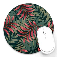 Trending Abstract Seamless Pattern With Colorful Tropical Leaves Plants Green Round Mousepads by Vaneshart