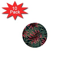 Trending Abstract Seamless Pattern With Colorful Tropical Leaves Plants Green 1  Mini Buttons (10 Pack)  by Vaneshart