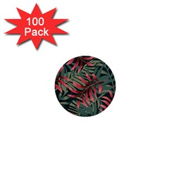 Trending Abstract Seamless Pattern With Colorful Tropical Leaves Plants Green 1  Mini Buttons (100 Pack)  by Vaneshart