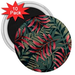 Trending Abstract Seamless Pattern With Colorful Tropical Leaves Plants Green 3  Magnets (10 Pack)  by Vaneshart