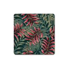 Trending Abstract Seamless Pattern With Colorful Tropical Leaves Plants Green Square Magnet by Vaneshart