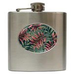 Trending Abstract Seamless Pattern With Colorful Tropical Leaves Plants Green Hip Flask (6 oz) Front