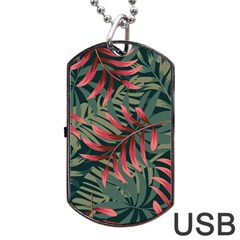 Trending Abstract Seamless Pattern With Colorful Tropical Leaves Plants Green Dog Tag Usb Flash (two Sides) by Vaneshart