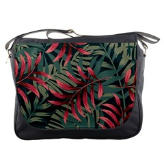 Trending Abstract Seamless Pattern With Colorful Tropical Leaves Plants Green Messenger Bag by Vaneshart