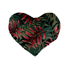 Trending Abstract Seamless Pattern With Colorful Tropical Leaves Plants Green Standard 16  Premium Heart Shape Cushions by Vaneshart