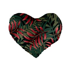 Trending Abstract Seamless Pattern With Colorful Tropical Leaves Plants Green Standard 16  Premium Flano Heart Shape Cushions by Vaneshart