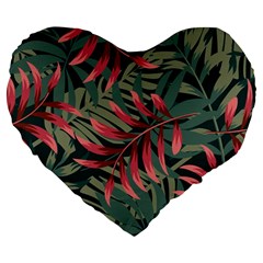 Trending Abstract Seamless Pattern With Colorful Tropical Leaves Plants Green Large 19  Premium Flano Heart Shape Cushions by Vaneshart