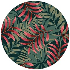 Trending Abstract Seamless Pattern With Colorful Tropical Leaves Plants Green Wooden Puzzle Round by Vaneshart