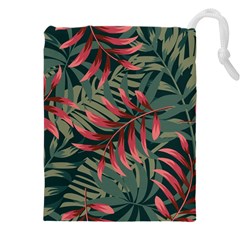 Trending Abstract Seamless Pattern With Colorful Tropical Leaves Plants Green Drawstring Pouch (5xl) by Vaneshart