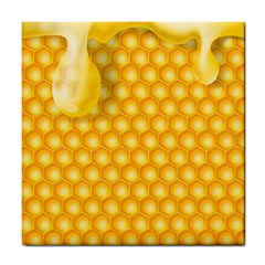 Abstract Honeycomb Background With Realistic Transparent Honey Drop Tile Coaster by Vaneshart