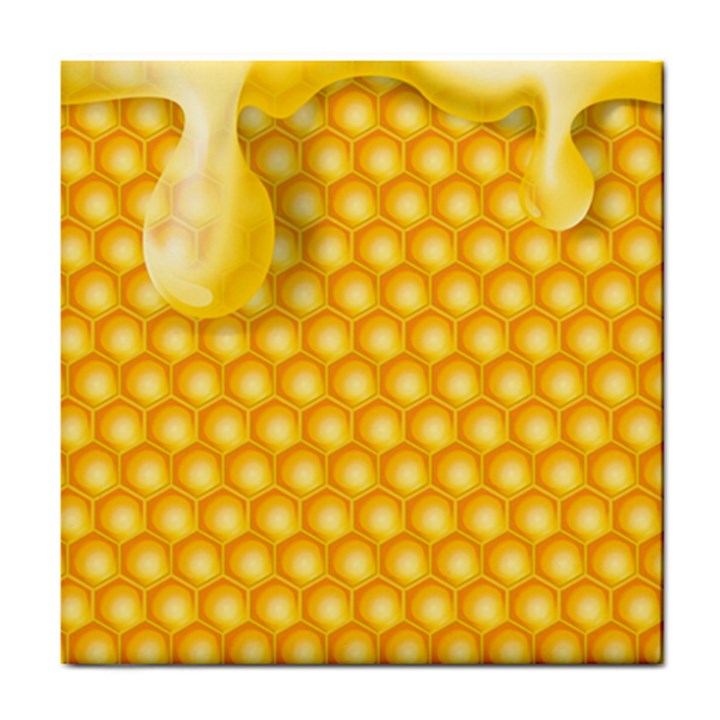 Abstract Honeycomb Background With Realistic Transparent Honey Drop Tile Coaster