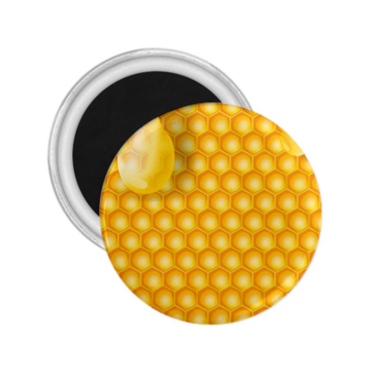 Abstract Honeycomb Background With Realistic Transparent Honey Drop 2.25  Magnets