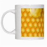 Abstract Honeycomb Background With Realistic Transparent Honey Drop White Mugs Left