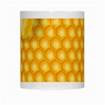 Abstract Honeycomb Background With Realistic Transparent Honey Drop White Mugs Center