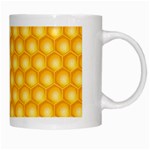 Abstract Honeycomb Background With Realistic Transparent Honey Drop White Mugs Right