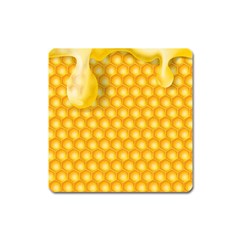 Abstract Honeycomb Background With Realistic Transparent Honey Drop Square Magnet by Vaneshart