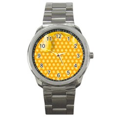 Abstract Honeycomb Background With Realistic Transparent Honey Drop Sport Metal Watch by Vaneshart