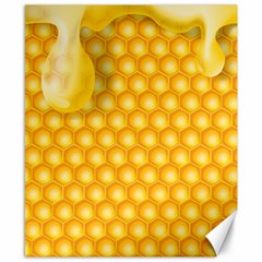 Abstract Honeycomb Background With Realistic Transparent Honey Drop Canvas 8  X 10  by Vaneshart