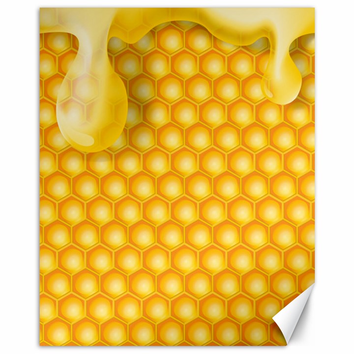 Abstract Honeycomb Background With Realistic Transparent Honey Drop Canvas 11  x 14 