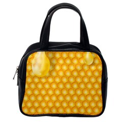 Abstract Honeycomb Background With Realistic Transparent Honey Drop Classic Handbag (one Side) by Vaneshart