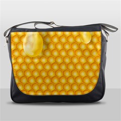 Abstract Honeycomb Background With Realistic Transparent Honey Drop Messenger Bag by Vaneshart