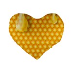 Abstract Honeycomb Background With Realistic Transparent Honey Drop Standard 16  Premium Heart Shape Cushions Front