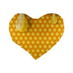 Abstract Honeycomb Background With Realistic Transparent Honey Drop Standard 16  Premium Heart Shape Cushions Back