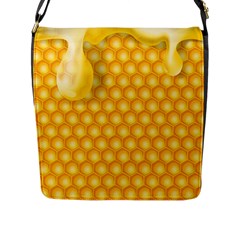 Abstract Honeycomb Background With Realistic Transparent Honey Drop Flap Closure Messenger Bag (l) by Vaneshart